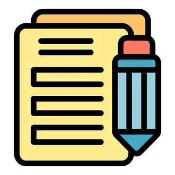 Pencil taking notes on paper with lines representing writing Stock Illustration