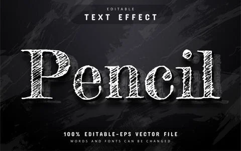 Pencil text effect editable 스톡 일러스트
