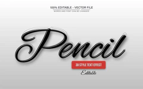 Pencil text effect style editable Stock Illustration