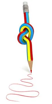 Pencil tied in a knot, 3d render Stock Illustration