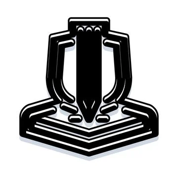 Pencil tip writing on book creating a shield logo Stock Illustration