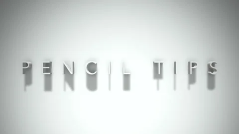 Pencil tips 3D title animation with shadows on a white background Stock Footage 297266618