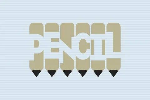 Pencil typography negative space word vector illustration. Stock Illustration