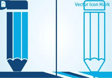 Pencil vector icon solid color and outline educational tool. Stock-Illustration