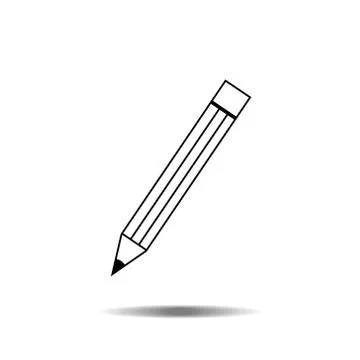 Pencil - vector icon with a writing line on isolated white Stock Illustration