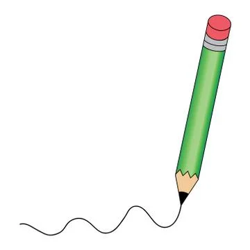 Pencil - vector icon with a writing line on isolated white Stock Illustration
