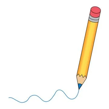 Pencil - vector icon with a writing line on isolated white Stock Illustration