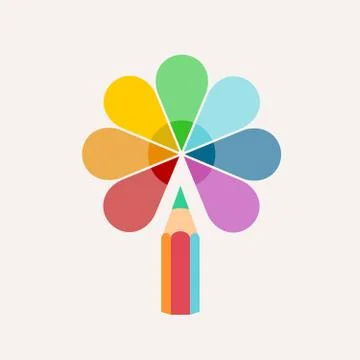 Pencil. Vector logo, colored paint and icon Stock Illustration