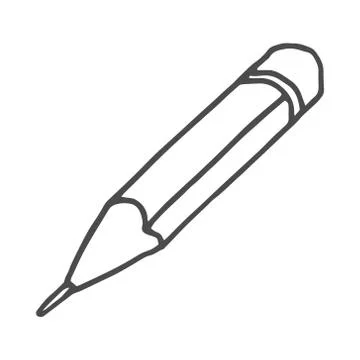 Pencil - vector sketch drawing. Doodle pencil on white background Stock Illustration