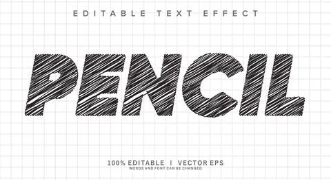 Pencil vector text effect with modern style design Stock Illustration