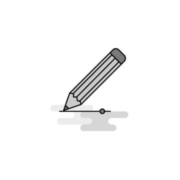 Pencil Web Icon. Flat Line Filled Gray Icon Vector Stock Illustration