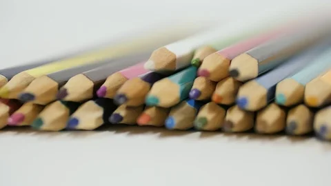 Pencil on a white background. Camera in motion. Pencils are in the glass. Pencil Stock Footage 99745059
