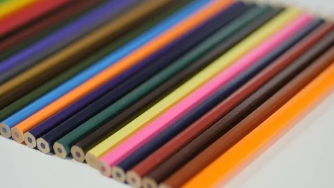 Pencil on a white background. Camera in motion. Pencils are in the glass. Pencil Video stock 99745197