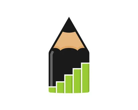 Pencil write with chart growth up Stock Illustration