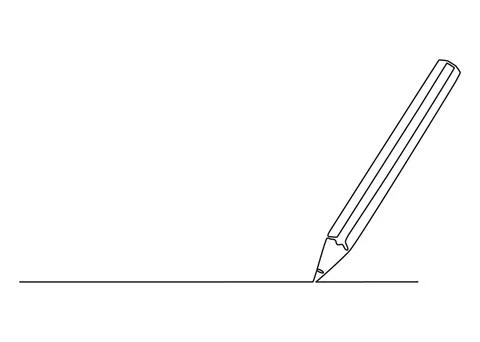 Pencil write, one continuous line drawing. Writing thin stroke. Minimalism Stock Illustration