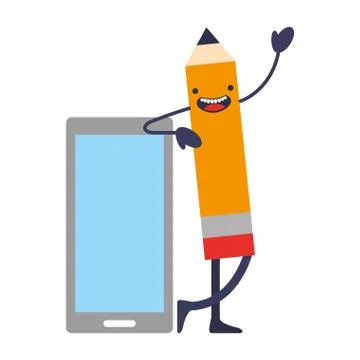 Pencil write with smartphone device isolated icon Stock Illustration