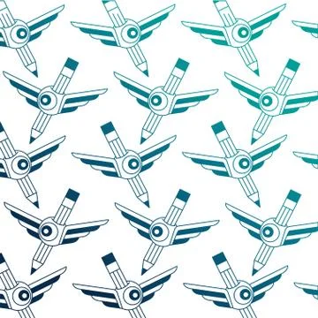Pencil write with wings and eye pattern Illustrazione stock