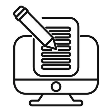 Pencil writing on computer screen representing online writing concept Stock-Illustration