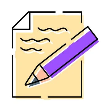 Pencil writing document creating new ideas and content Stock Illustration