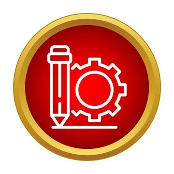 Pencil writing with gear icon process concept Stock Illustration
