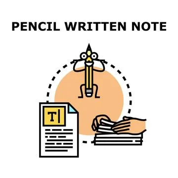 Pencil writing note concept with text document and hand Stock Illustration