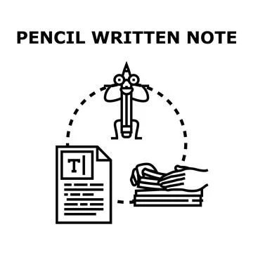 Pencil writing note concept with text document and hand Stock Illustration