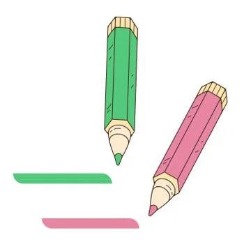 The pencil writing note. Mark done. Vector illustration isolated on a white Stock Illustration