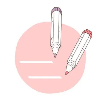 The pencil writing note. Mark done. Vector illustration isolated on a white Stock Illustration
