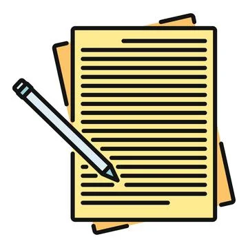 Pencil writing text on stack of papers Stock Illustration