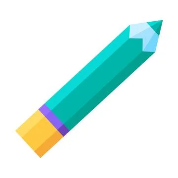 Pencil writing tool edit design stationary flat vector icon Stock Illustration