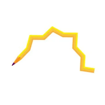 Pencil yellow zigzag wooden sharp transformed. Curl and amber isolated Stock Illustration