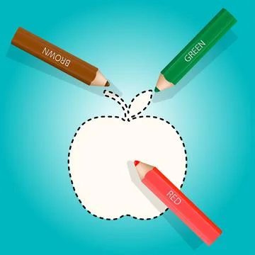 Pencils and apple Stock Illustration