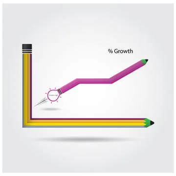 The pencils and graph increase on background Stock Illustration