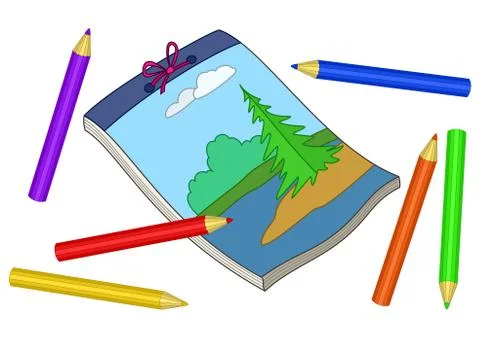 Pencils and notebook Stock Illustration