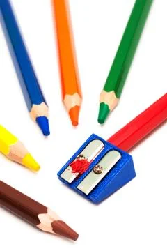Pencils and sharpener Foto stock