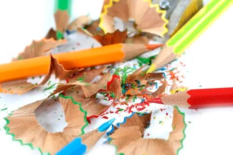 Pencils and sharpener Stock Photos
