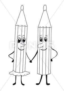 Pencils, black and white Stock Illustration