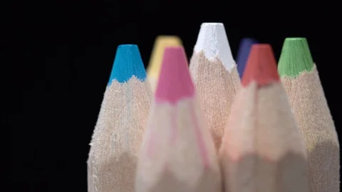 Pencils black background pano Video stock 128343871