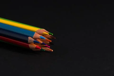 Pencils on black background Stock Photos