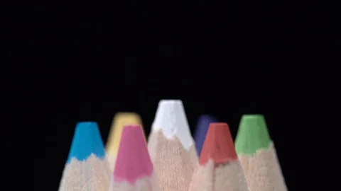 Pencils black background tilt up Video stock 128343867