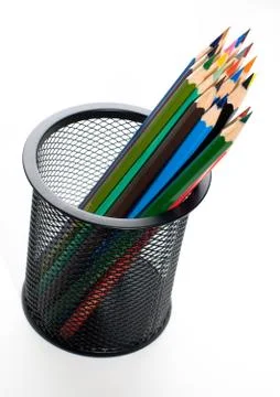 Pencils In Cup Stock Photos