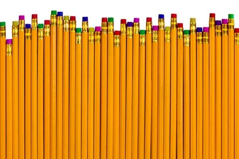 Pencils at different heights for various errors 스톡 사진