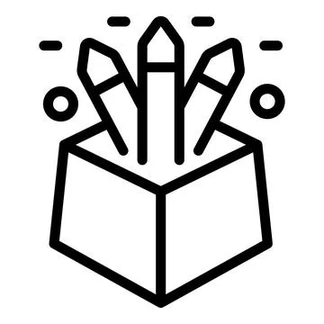 Pencils exploding from box representing creative thinking process Stock Illustration