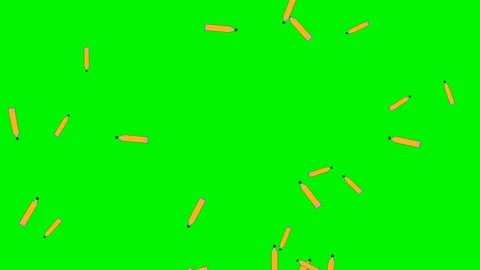Pencils falling on green screen overlay 4K Видео 337062456