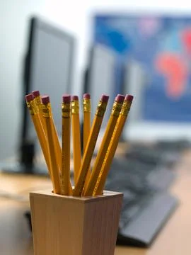 Pencils in holder Foto stock