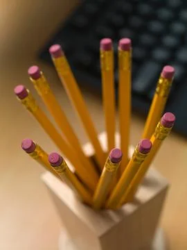 Pencils in holder Foto stock