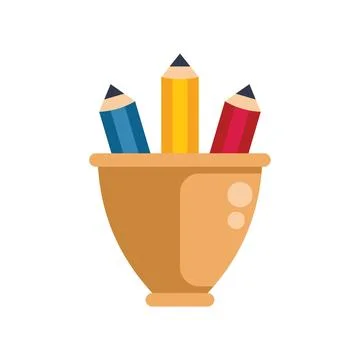 Pencils inside a cup representing creativity and ideas Stock Illustration