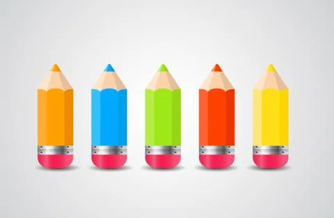 Pencils Isolated on White Background Vector Illustration Stock Illustration