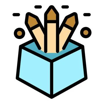 Pencils jumping out of the box, creativity and ideas concept Stock Illustration