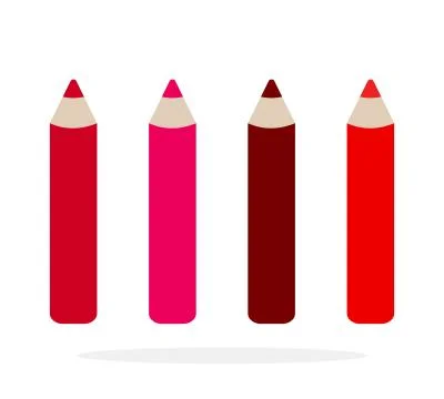 Pencils for lips vector flat material design isolated object on white background Stock Illustration